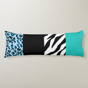 Leopard Print, Zebra tryck, Animal Print, Blue Kroppskudde