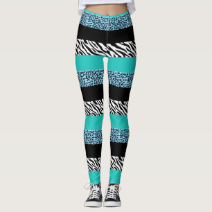 Leopard Print, Zebra tryck, Animal Print, Blue Leggings