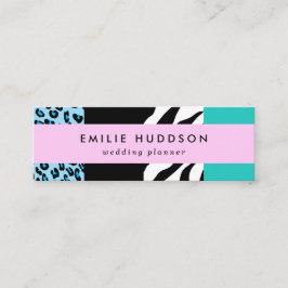 Leopard Print, Zebra tryck, Animal Print, Blue Mini Visitkort