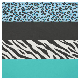 Leopard Print, Zebra tryck, Animal Print, Blue Tyg