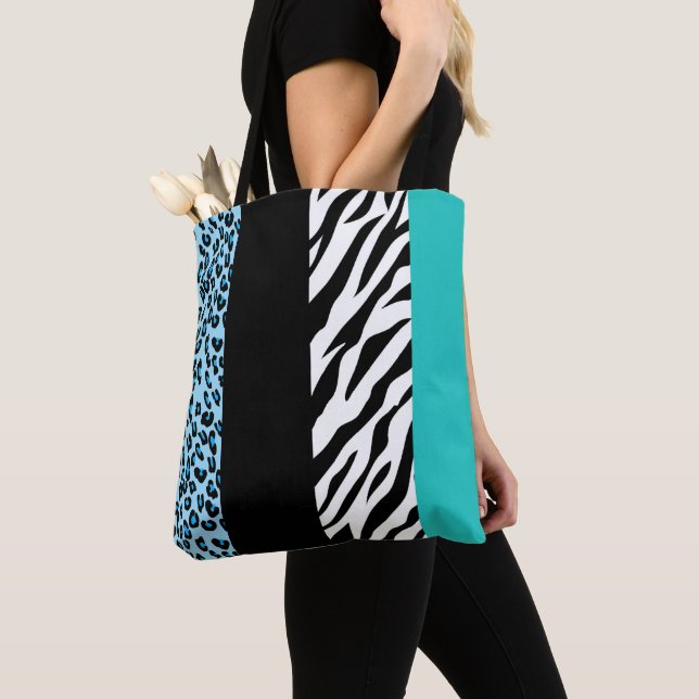Leopard Print, Zebra tryck, Animal Print, Blue Tygkasse (Närbild)