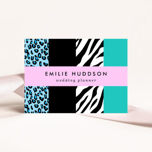 Leopard Print, Zebra tryck, Animal Print, Blue Visitkort