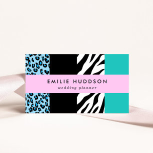 Leopard Print, Zebra tryck, Animal Print, Blue Visitkort