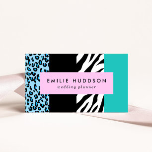 Leopard Print, Zebra tryck, Animal Print, Blue Visitkort