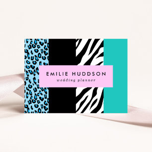 Leopard Print, Zebra tryck, Animal Print, Blue Visitkort