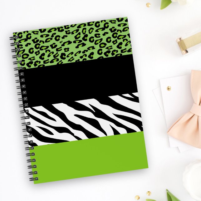 Leopard Print, Zebra tryck, Animal Print, Grönt Anteckningsbok (Skapare uppladdad)