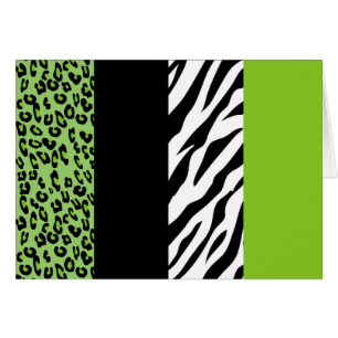 Leopard Print, Zebra tryck, Animal Print, Grönt Hälsningskort