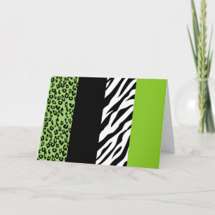 Leopard Print, Zebra tryck, Animal Print, Grönt Kort