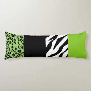 Leopard Print, Zebra tryck, Animal Print, Grönt Kroppskudde