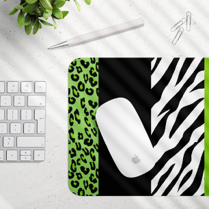 Leopard Print, Zebra tryck, Animal Print, Grönt Musmatta