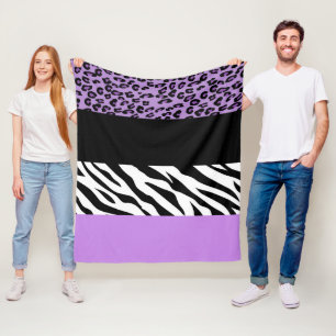 Leopard Print, Zebra tryck, Animal Print, Lila Fleecefilt