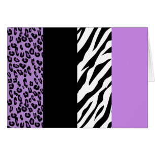 Leopard Print, Zebra tryck, Animal Print, Lila Hälsningskort