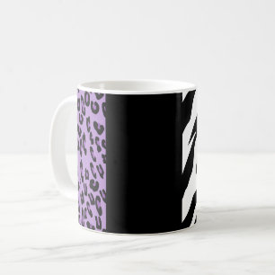 Leopard Print, Zebra tryck, Animal Print, Lila Kaffemugg