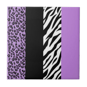 Leopard Print, Zebra tryck, Animal Print, Lila Kakelplatta