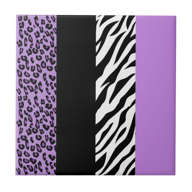 Leopard Print, Zebra tryck, Animal Print, Lila Kakelplatta (Framsidan)