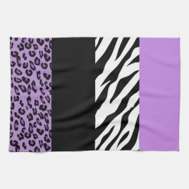 Leopard Print, Zebra tryck, Animal Print, Lila Kökshandduk