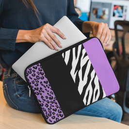 Leopard Print, Zebra tryck, Animal Print, Lila Laptop Fodral