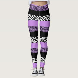 Leopard Print, Zebra tryck, Animal Print, Lila Leggings