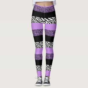 Leopard Print, Zebra tryck, Animal Print, Lila Leggings