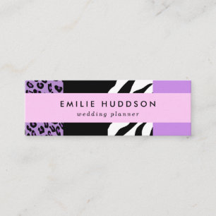 Leopard Print, Zebra tryck, Animal Print, Lila Mini Visitkort