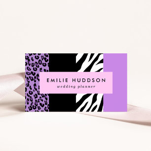 Leopard Print, Zebra tryck, Animal Print, Lila Visitkort