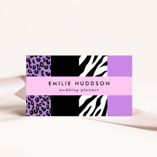 Leopard Print, Zebra tryck, Animal Print, Lila Visitkort