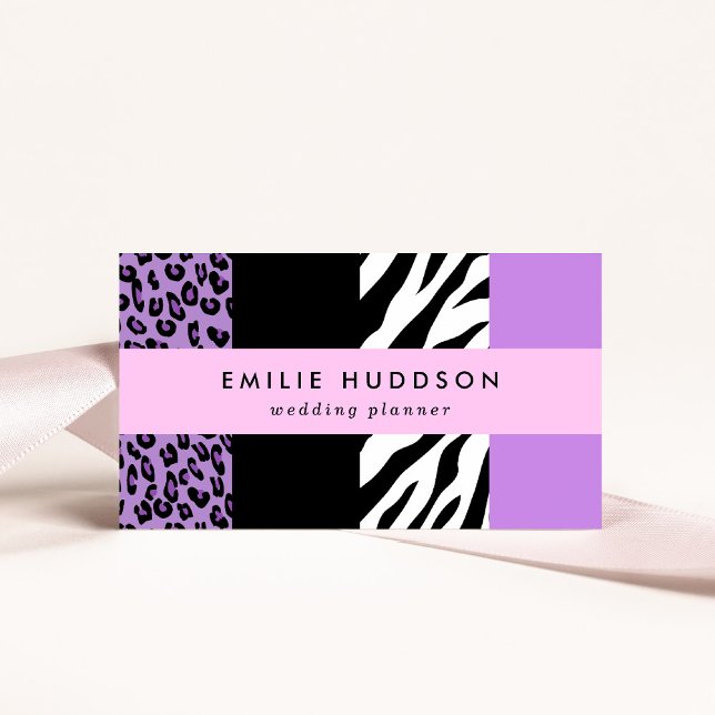Leopard Print, Zebra tryck, Animal Print, Lila Visitkort (Skapare uppladdad)