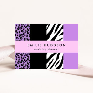 Leopard Print, Zebra tryck, Animal Print, Lila Visitkort