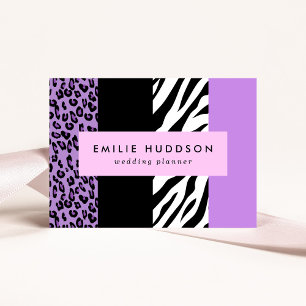 Leopard Print, Zebra tryck, Animal Print, Lila Visitkort