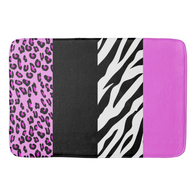 Leopard Print, Zebra tryck, Animal Print, Rosa Badrumsmatta (Framsidan)