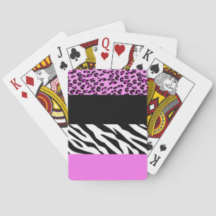 Leopard Print, Zebra tryck, Animal Print, Rosa Casinokort