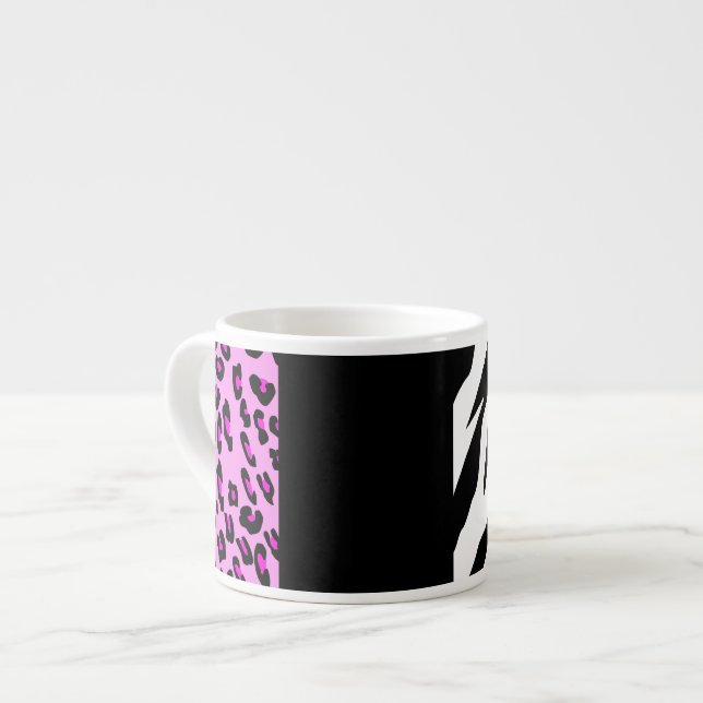 Leopard Print, Zebra tryck, Animal Print, Rosa Espressomugg (Framsida vänster)