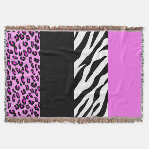 Leopard Print, Zebra tryck, Animal Print, Rosa Filt