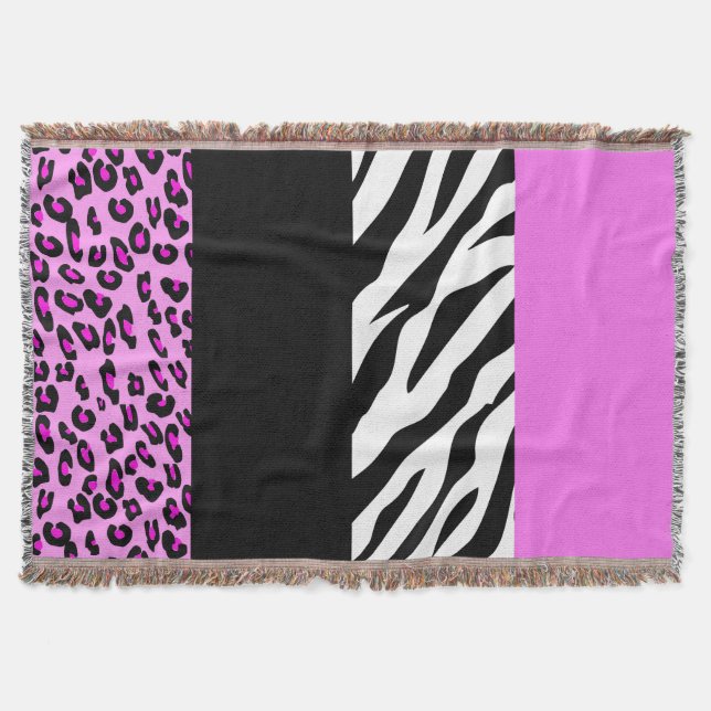 Leopard Print, Zebra tryck, Animal Print, Rosa Filt (Framsidan)