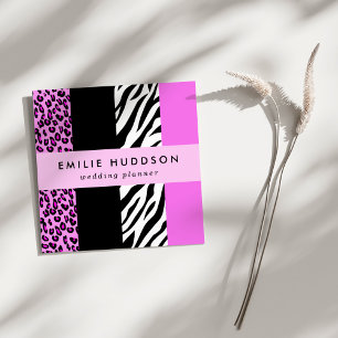 Leopard Print, Zebra tryck, Animal Print, Rosa Fyrkantigt Visitkort