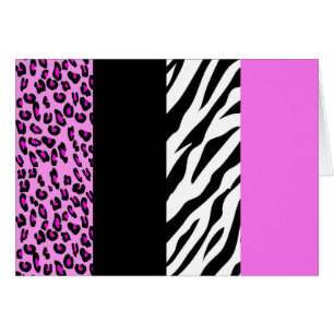 Leopard Print, Zebra tryck, Animal Print, Rosa Hälsningskort