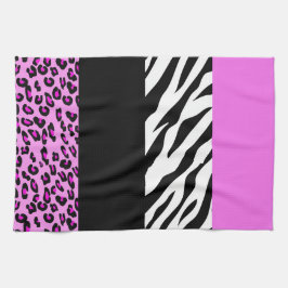 Leopard Print, Zebra tryck, Animal Print, Rosa Kökshandduk