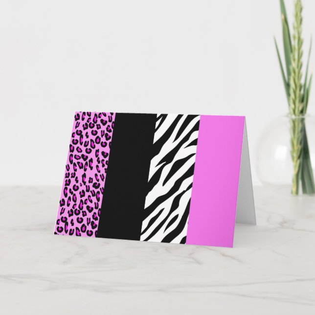 Leopard Print, Zebra tryck, Animal Print, Rosa Kort (Framsida)