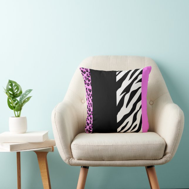 Leopard Print, Zebra tryck, Animal Print, Rosa Kudde (Stol)