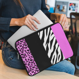 Leopard Print, Zebra tryck, Animal Print, Rosa Laptop Fodral