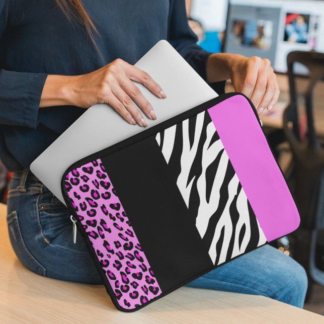 Leopard Print, Zebra tryck, Animal Print, Rosa Laptop Fodral (Skapare uppladdad)