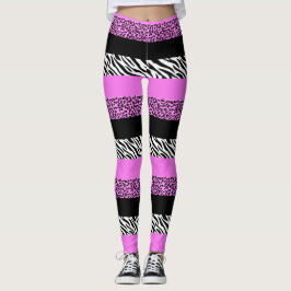 Leopard Print, Zebra tryck, Animal Print, Rosa Leggings