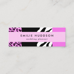 Leopard Print, Zebra tryck, Animal Print, Rosa Mini Visitkort
