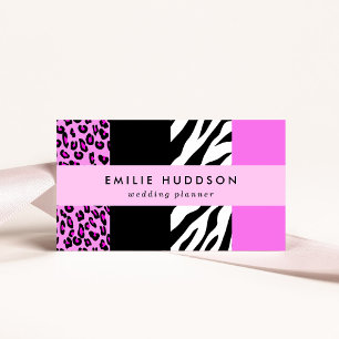 Leopard Print, Zebra tryck, Animal Print, Rosa Visitkort