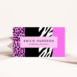Leopard Print, Zebra tryck, Animal Print, Rosa Visitkort