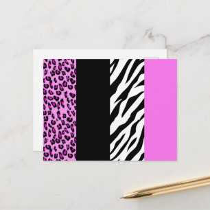 Leopard Print, Zebra tryck, Animal Print, Rosa Vykort
