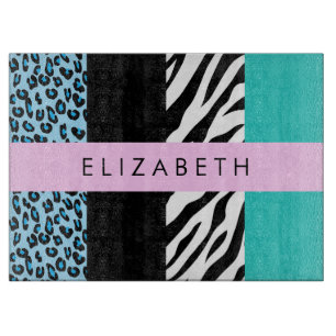 Leopard Print, Zebra tryck, Blue, Ditt namn