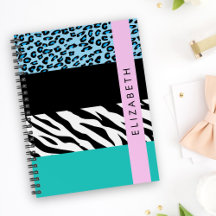 Leopard Print, Zebra tryck, Blue, Ditt namn