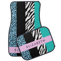 Leopard Print, Zebra tryck, Blue, Ditt namn