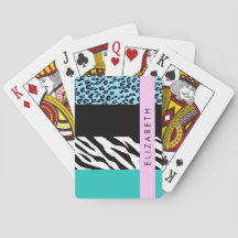 Leopard Print, Zebra tryck, Blue, Ditt namn